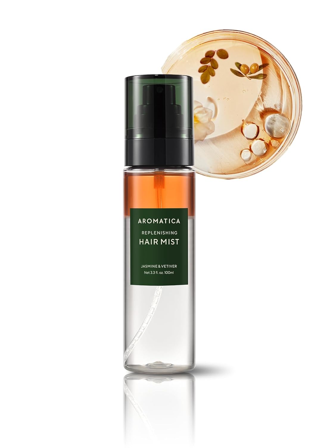 AROMATICA Replenishing Hair Mist Jasmine & Vetiver - Leave-in Conditioner Spray & Blow Out Hair Perfume Oil for Women - Silicone-Free, Detangling, Smoothing & Moisturizing (3.3fl oz) - Glowelle