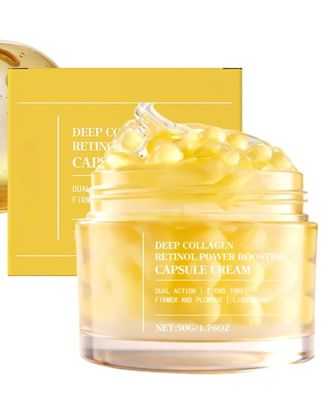 Deep Collagen Retinol Capsule Cream, Anti-Aging Cream for Wrinkles,Firming & Dry Skin White Spicules+Collagen+Retinol, Night Cream for Fine Lines, Firm-Looking & Hydrated Skin, 1.76 fl oz