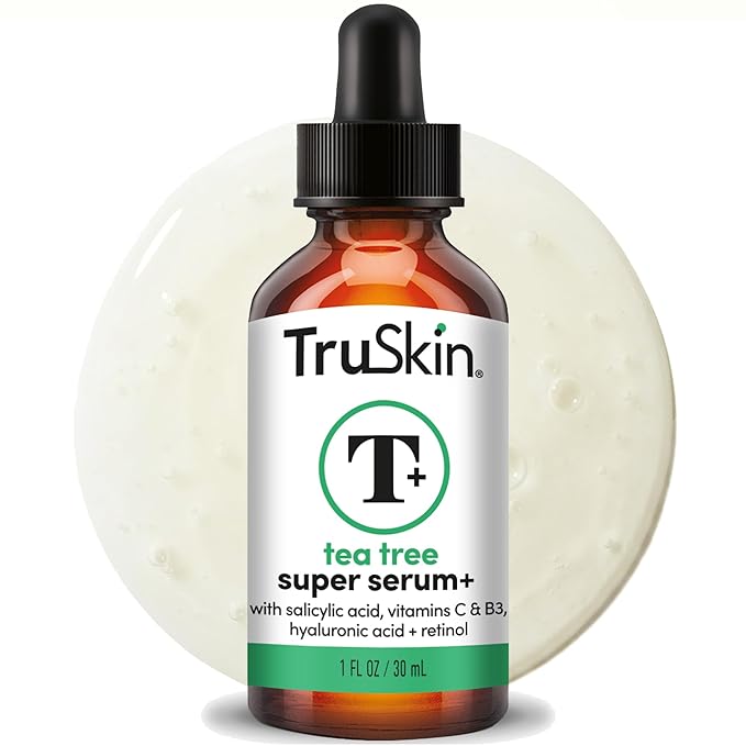 TruSkin Tea Tree Oil Acne Treatment Serum for Face – Salicylic Acid, Niacinamide, Vitamin C & Retinol – Clarifying Super Facial Serum for Acne-Prone Skin & Pores, 1 Fl Oz