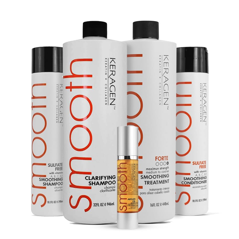 Keragen Brazilian Keratin Hair Treatment - Premium Straightener Cream, Sulfate-Free Anti-Frizz Products, Perfect Straightening Solution for Dry & Damaged Hair, Kit Combo Set - Glowelle
