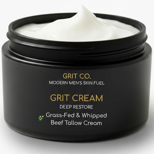 Beef Tallow for Skin Anti-Aging Men's Face Cream – Grass-Fed Tallow Moisturizer for Men – Unscented Whipped Wrinkle Balm 3.4 oz