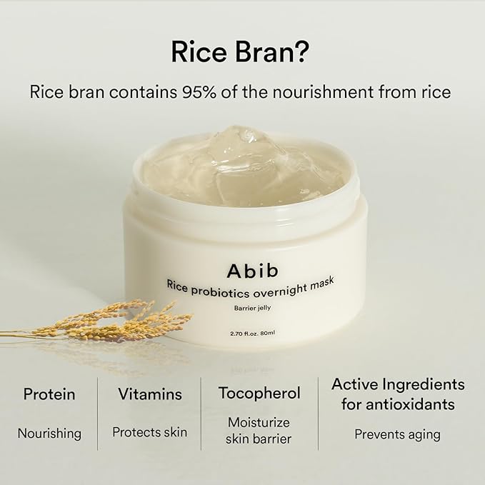 Abib Rice Probiotics Overnight Face Mask Barrier Jelly 2.7 fl oz | Korean Sleeping Mask for Glass Skin | Moisturizing & Slugging Cream