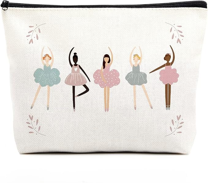 fkovcdy Dance Bag, Ballerina Makeup Bag, Dance lover Gifts, ballet Cute Small Cosmetic Bag, for dancing dancer recital gift little girl teen student birthday Christmas graduation travel Gifts