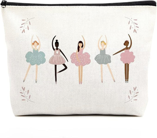 fkovcdy Dance Bag, Ballerina Makeup Bag, Dance lover Gifts, ballet Cute Small Cosmetic Bag, for dancing dancer recital gift little girl teen student birthday Christmas graduation travel Gifts