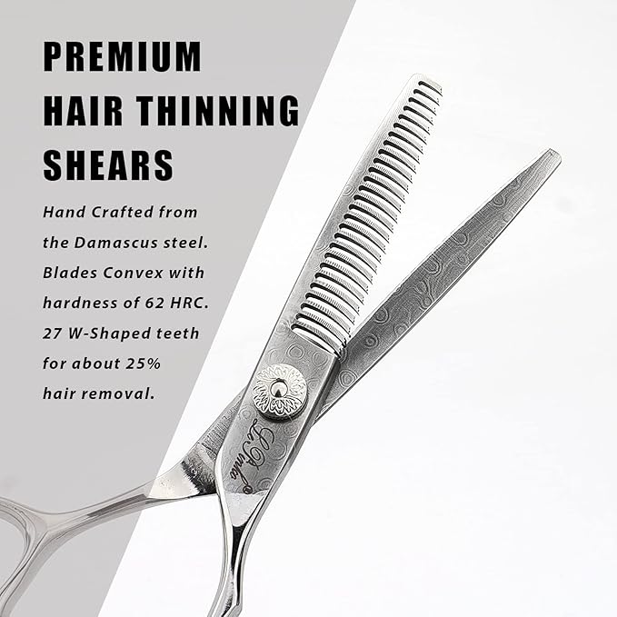 LePinko Premium Damascus Steel Hair Thinning Scissors, 6.0 Inch Master Level Hair Texturizing Scissors For Hairstylist, Hairdresser, Studio, Salon, Barber