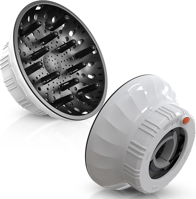 Universal Hair Diffuser for Blow Dryer - Fits All 1.4-2.4 inch Dryers, Professional Ionic Diffuser Attachment for Curly/Wavy Hair, Reduces Frizz & Enhance Curls, Lightweight, Travel-Friendly (white)