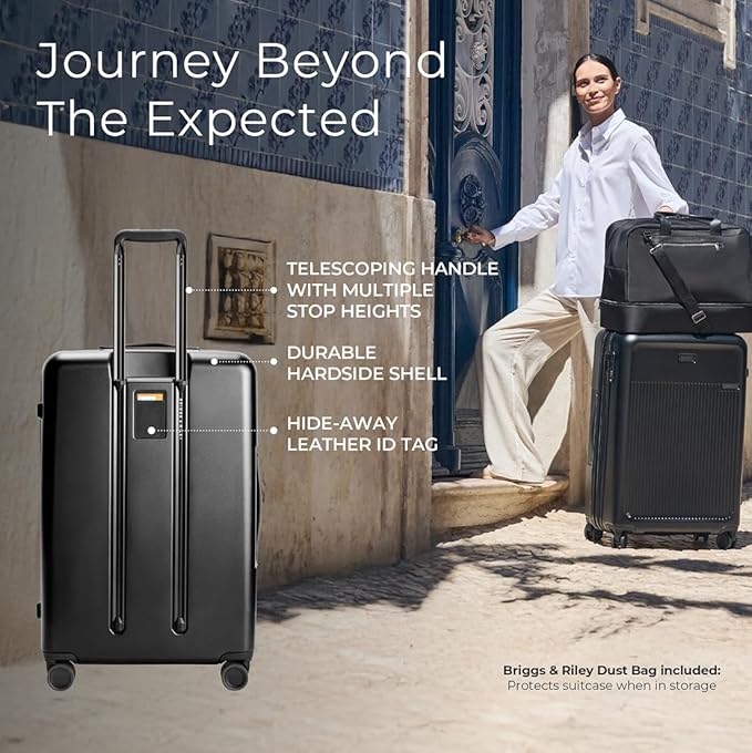 Briggs & Riley 30" Large Expandable Spinner - Checked Luggage for Travel, Suitcases with Wheels, Hardside Rolling Bag for Men & Women, Self-Repairing Zipper - Sympatico Collection, Black