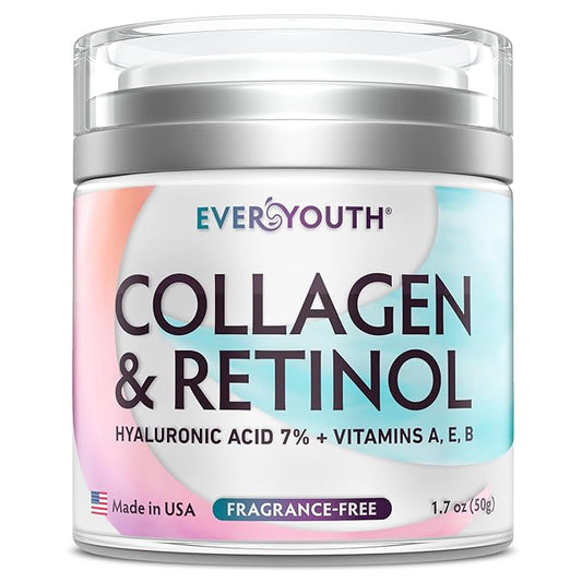 Collagen Cream for Face, Neck & Décolleté, Anti Aging Facial Moisturizer for Women with Hyaluronic Acid, Vitamin E, Made in USA, Anti Wrinkle Face Cream, Neck Creams for Tightening and Firming, 1.7oz