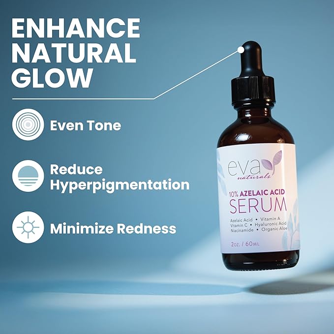 Azelaic Acid 10% Facial Serum – With Niacinamide, Hyaluronic Acid – Lightweight Face Serum – 2 oz