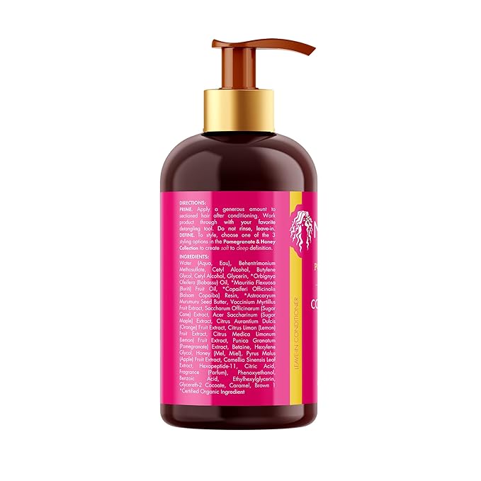 Mielle Organics Pomegranate & Honey Leave In Conditioner for Curly Hair - Moisturizing Detangler & Curly Hair Treatment to Help Repair Damage, Prevent Frizz & Improve Shine (12 Fl Oz)