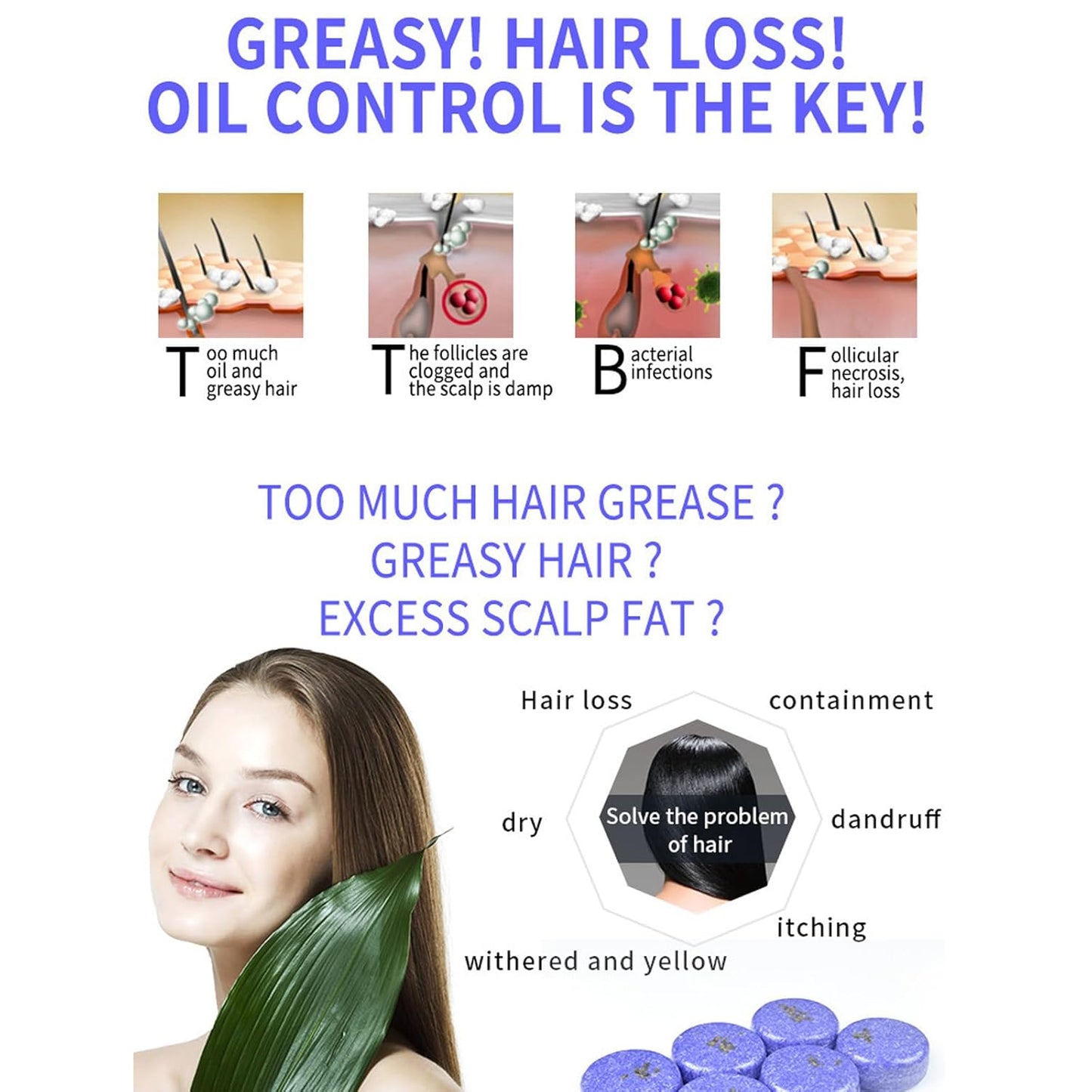 2PCS Shampoo Bar for Gray Hair, Lavender Shampoo Bar for Gray Hair, Natural Organics Shampoo and Conditioner Barfor Thinning Hair for Men & Women (Lavender) - Glowelle