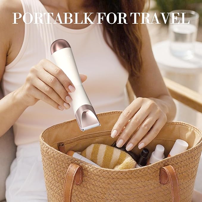 Bikini Trimmer for Women, 2 in 1 Electric Shaver for Women, Pubic Hair Trimmer Waterproof IPX7 with LED, Bikini Razor for Leg Arm Underarm Bikini Area, Pull Bows Gift Box for Friends (Shell White)