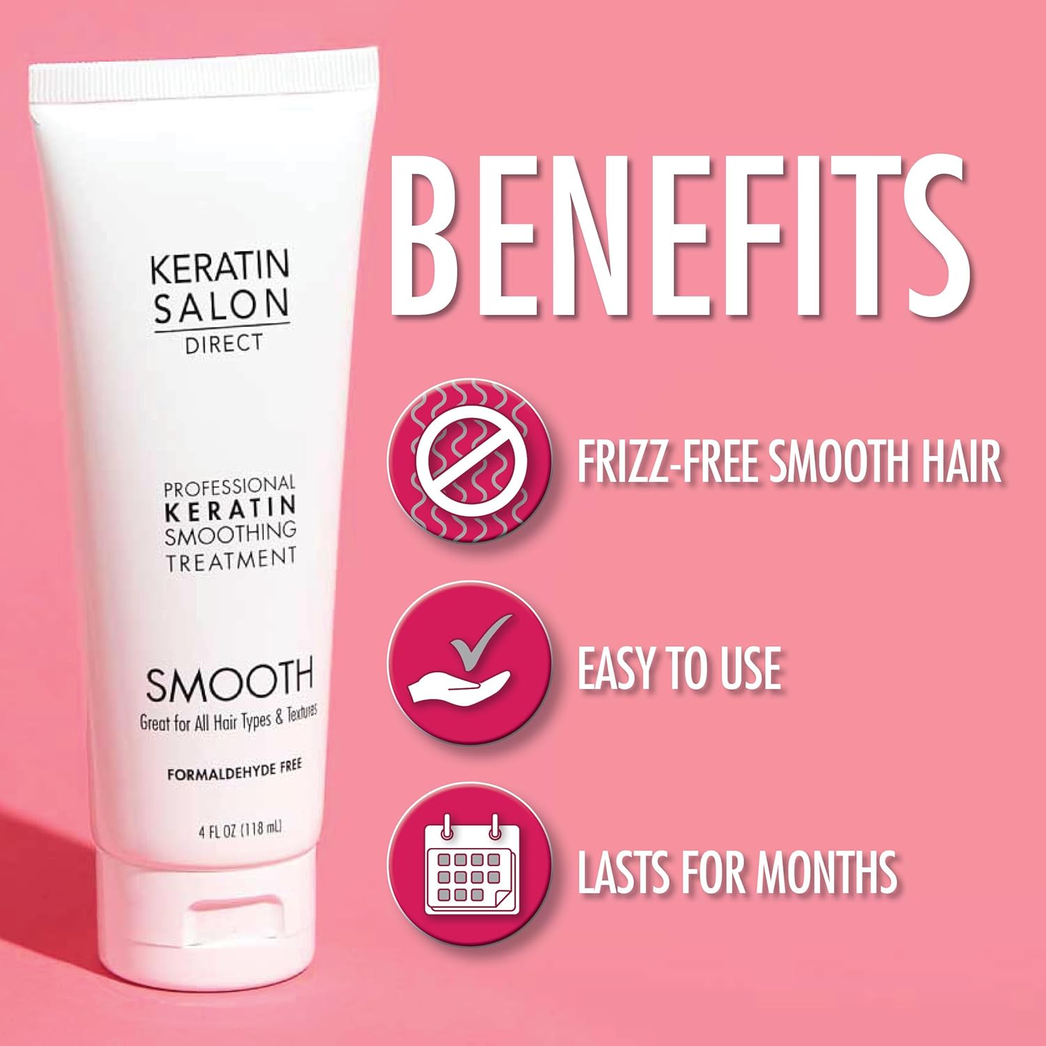 Keratin Hair Treatment, 4 oz | Frizz Control, Formaldehyde Free, Salon Quality, Smoothing Treatment, Long Lasting, Cream for All, Frizzy, Curly, Dry, Damaged Hair - Glowelle