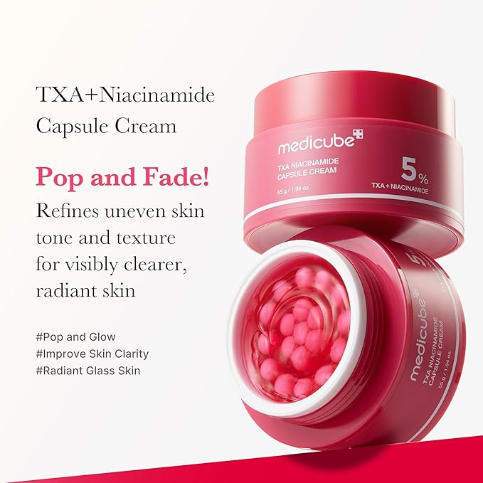 medicube Capsule Cream with TXA + Niacinamide | Dual Radiance Moisturizer Ideal for Use After Spot Care, Uneven Skin Tone & Texture & Hydration | 99% Pure Tranexamic Acid | Korean Skincare, 1.94 oz