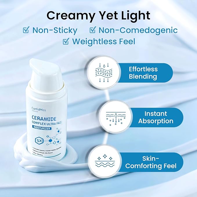5X Ceramide Ultra Moisturizer Face Cream，with Ceramide Hyaluronic Acid Centella Collagen Hydration Relief Redness Reducing Ultra Repair Cream for Dry Skin Type