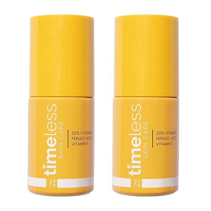 Timeless Skin Care Vitamin C Serum with Vitamin E & Ferulic Acid - Brightening Serum - for Oily & Dry Skin - Fragrance-Free 1 oz (Pack of 2)