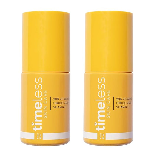 Timeless Skin Care Vitamin C Serum with Vitamin E & Ferulic Acid - Brightening Serum - for Oily & Dry Skin - Fragrance-Free 1 oz (Pack of 2)