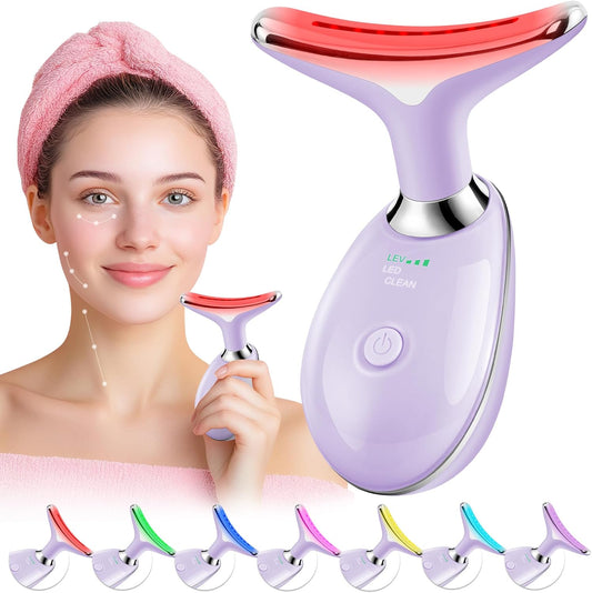 Red-Light-Therapy-for-Face, Facial Massager Wand with 7 Color - Birthday, Christmas, Mothers Day, Valentines Day, Self Care Gifts for Her Women Mom Best Friend Wife Teacher (Purple) - Glowelle