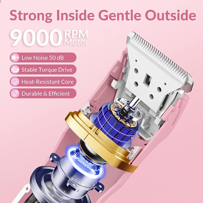 KINGTEE 5-in-1 Electric Bikini Trimmer for Women – IPX7 Waterproof Shaver, Cordless Body & Facial Razors for Women, Ceramic Blades, USB-C Rechargeable, Painless Hair Removal Kit (Pink)