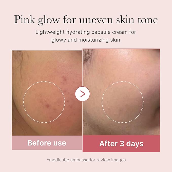 medicube PDRN Pink Shimmer Duo: Salmon DNA Pink Collagen Capsule Cream and PDRN Caffiene Overnight Wrapping Peel Off Facial Mask