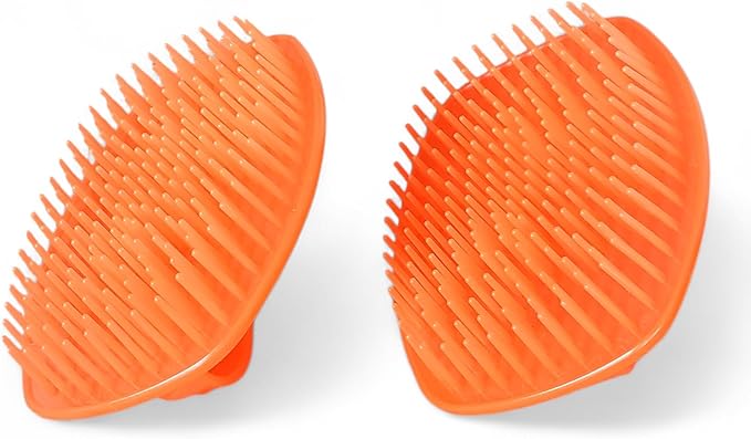 Detangler Hair Brush with Firm Bristles (4×3 in) – Dry & Wet Shampoo and Conditioner Scalp Massager for Deep Cleansing, Exfoliating & Dandruff Control. Multi-Use for Hair, Beard & Scalp (2PC,Red)