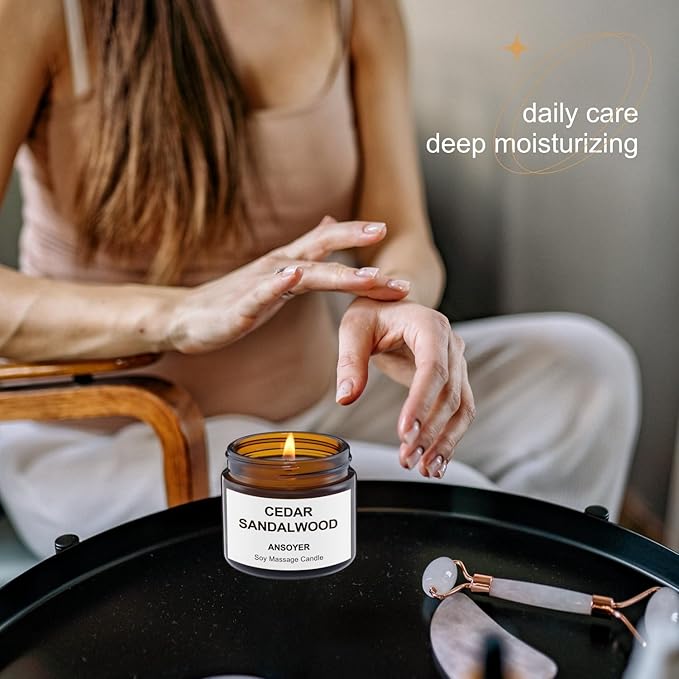 Mini Massage Candle for Body Oil - Portable Warm Oil Candle for Dry Skin Relief & Relaxation, Scented Candles for Women Self Care, Stocking Stuffer Gift - 1.77OZ