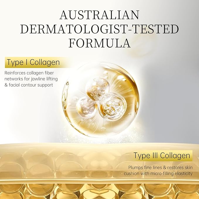 7 Day Type I & III Collagen Face Serums,Anti-Aging Wrinkle,Daily Line Smoothing Skin Care Treatment for Fine Lines, Post-Acne Scars | 3% Squalane + jojoba oil, 7 Individual Capsules