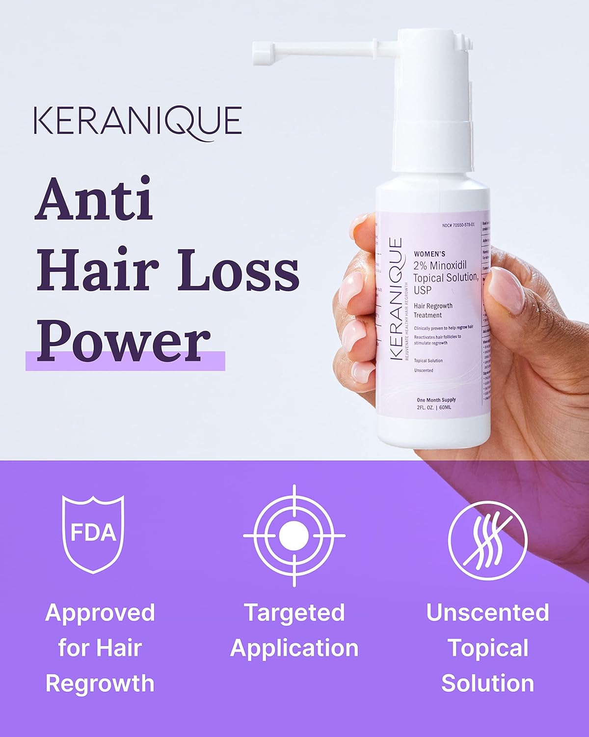Keranique Hair Regrowth Treatment Extended Nozzle Sprayer - Glowelle