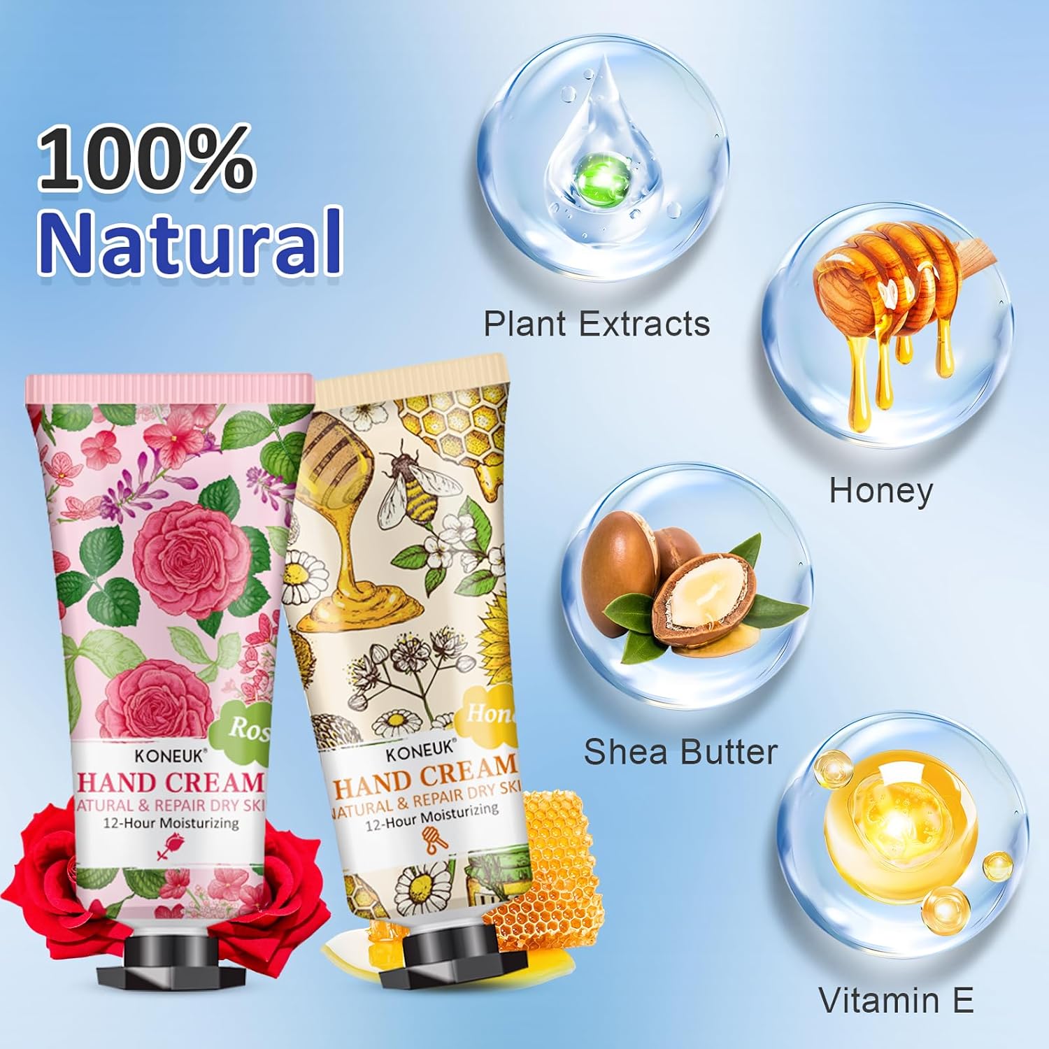 32 Pack Hand Cream Gift for Women, Bulk Hand Lotion Travel Size for Dry Cracked Hands, Mini Moisturizing Hand Cream for Mom Gifts, Teacher Gifts, Thank You Gifts and Bridal Shower Favors - Glowelle