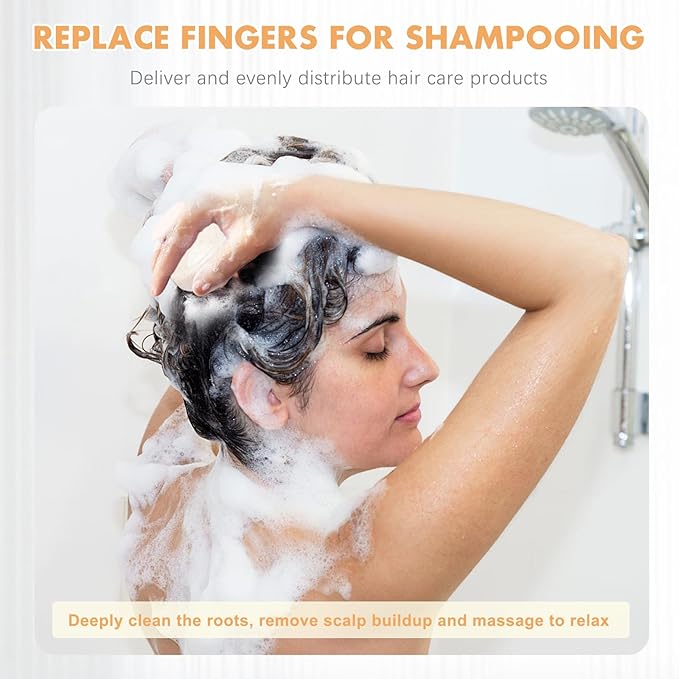 FREATECH Wheat Straw Scalp Massager Shampoo Brush with Soft Silicone Bristles for Scalp Scrub and Hair Growth, Head Massager Hair Scrubber Scalp Exfoliator for Dandruff, All Hair Types, Beige