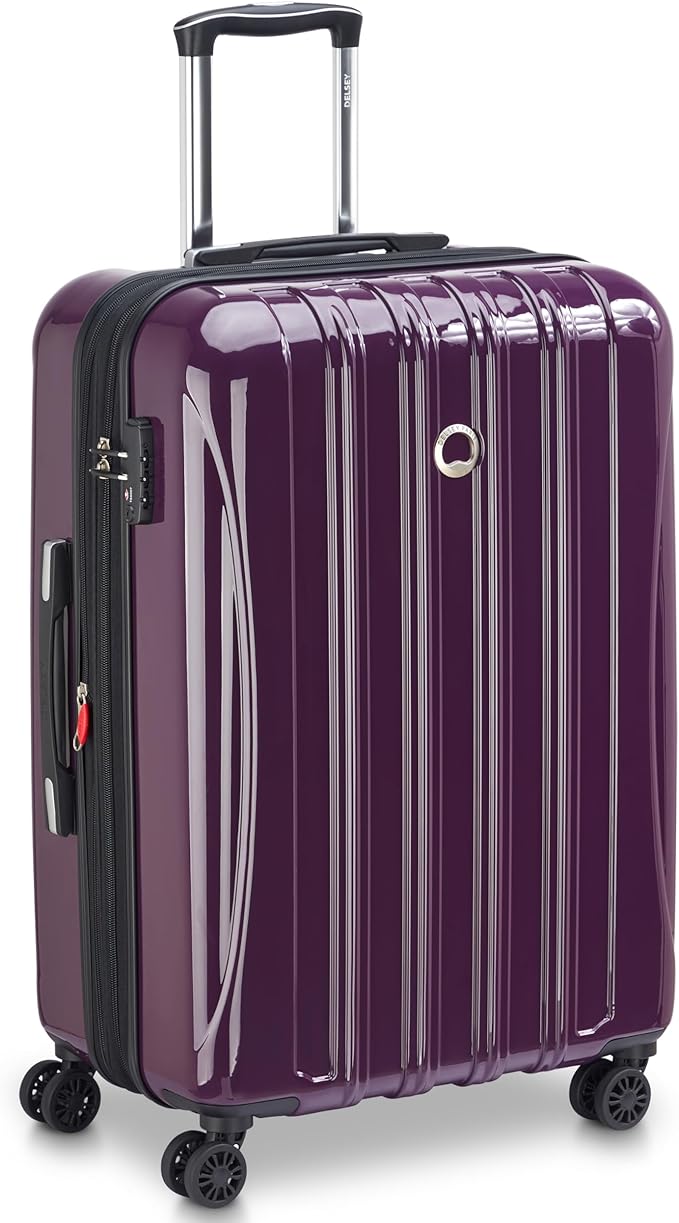 DELSEY PARIS Helium Aero Hardside Expandable Luggage with Spinner Wheels, Plum, 3-Piece Set (21/24/28)