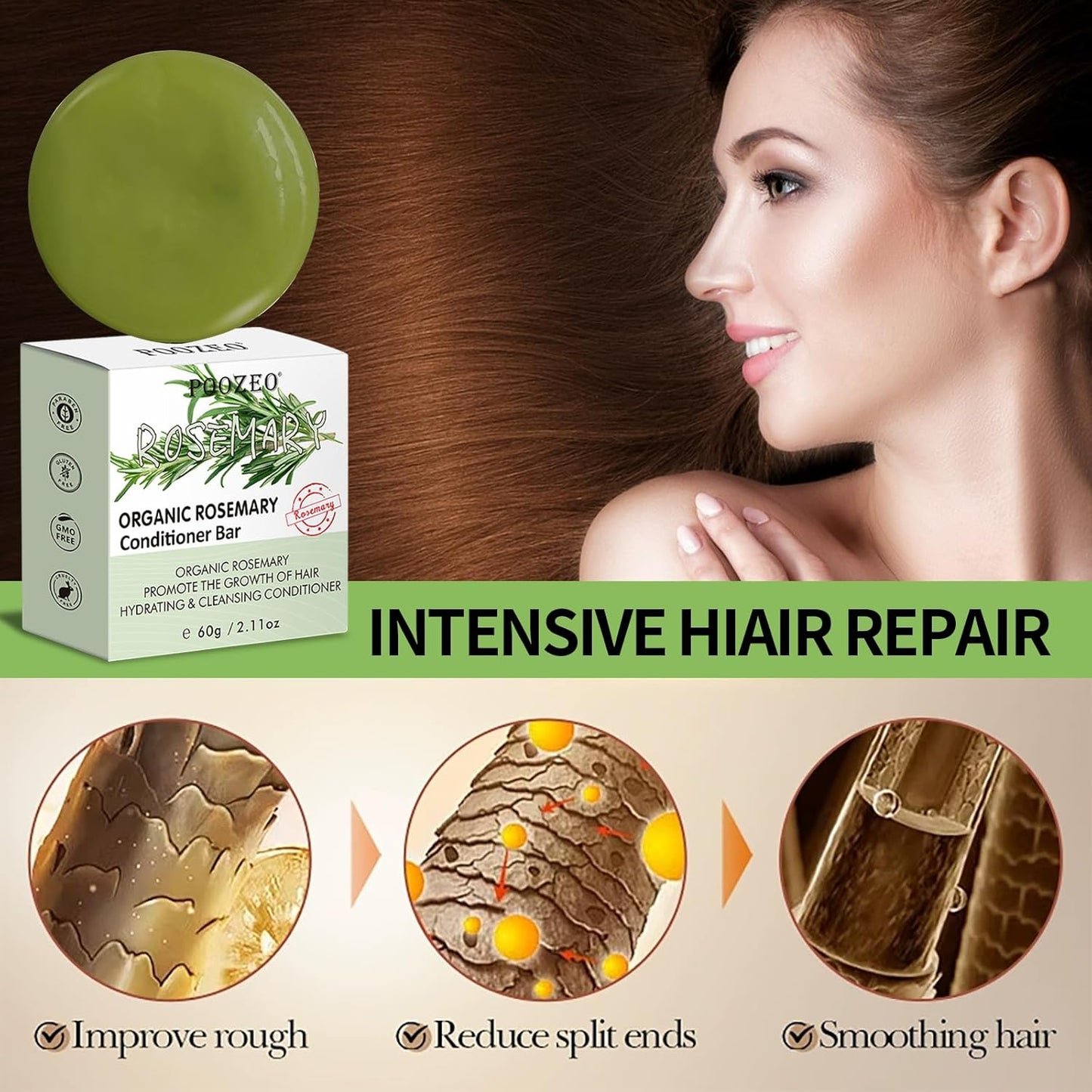 2 Pack Rosemary Shampoo Conditoner Bar Set,Thinning Hair-Volume Shampoo & Conditioner Bar for Men and Women,Hair Thickening & Regrowth Treatment,Hair Growth Soap for Anti-Hair Loss - Glowelle