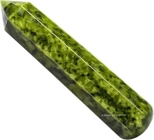 Amazing Gemstone Green Jade Crystal Wand Massage Stick - Pelvic Wand Gua Sha for Adults - Crystals and Healing Stones Massage Wands for Adults Gifts (Pointed)
