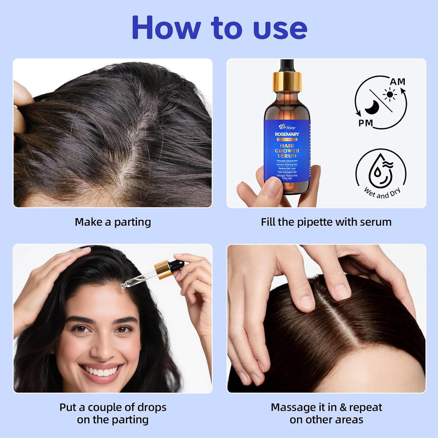 Hair Growth Serum with Rosemary Oil & Saw Palmetto - 100% Natural Plant-Based Formula to Stimulate Follicles, Revive Roots for Visibly Thicker Fuller Hair, Reduce Shedding and Loss For Men & Women - Glowelle