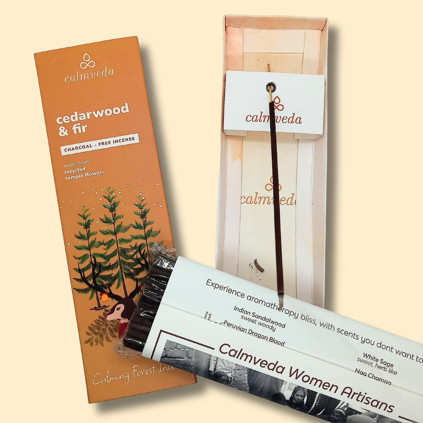 Balsam Cedar Incense Sticks - (80 Scented Sticks) Charcoal Free, Made from Upcycled Flowers | Like Freshly Cut Christmas Tree Incense Sticks, Cypress Woodsy & Moss Notes | for Holiday Cheers - Glowelle