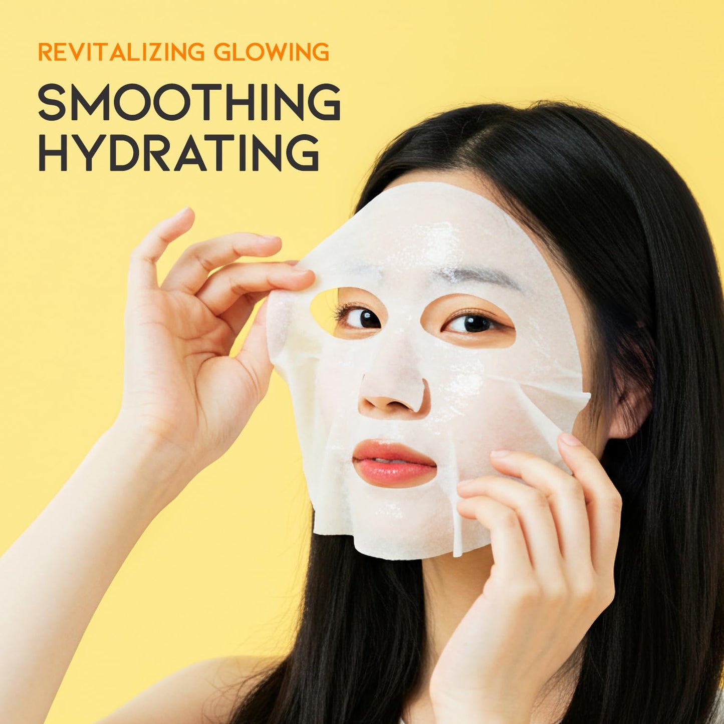 #OOTD Vitamin C Revitalizing Hydrating Sheet Mask (10pcs) - Face Mask Korean Skincare Facial Sheet Masks for Even-Looking Skin Tone & Radiance - Glowelle