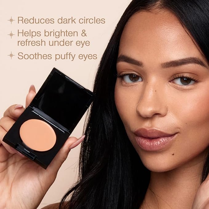 Palladio Under Eye Brightener, Conceal, Brightens, Reduces Appearance of Dark Circles, With Caffeine Peptides & Vitamin E, Tired Skin Color Correcting Brightener & Primer (Medium Nude)