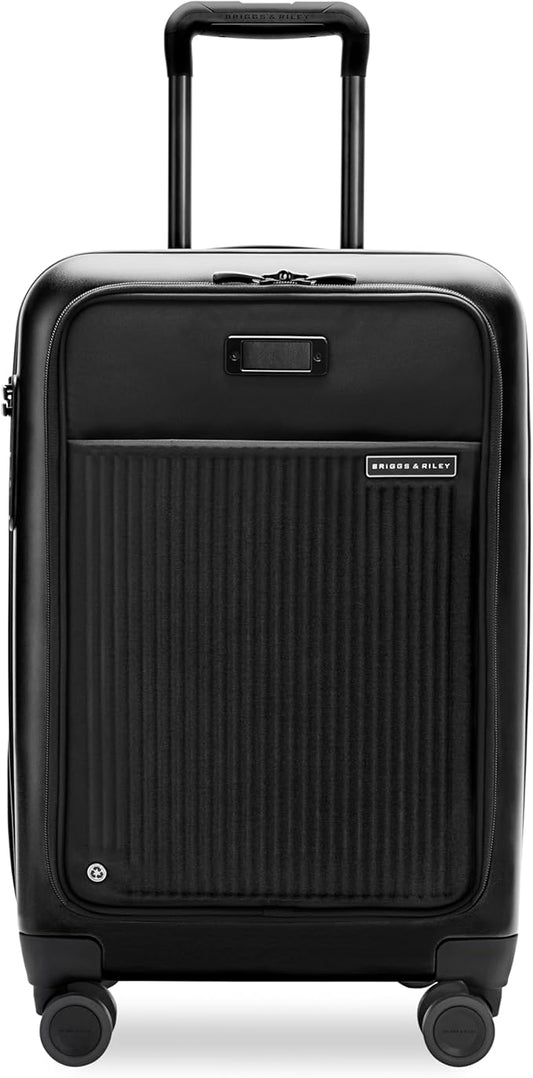 Briggs & Riley Essential 22" Carry-On Expandable Spinner - Carry On Luggage for Travel, Suitcases with Wheels, Hardside Rolling Bag for Men & Women, Front Pocket - Sympatico Collection, Black