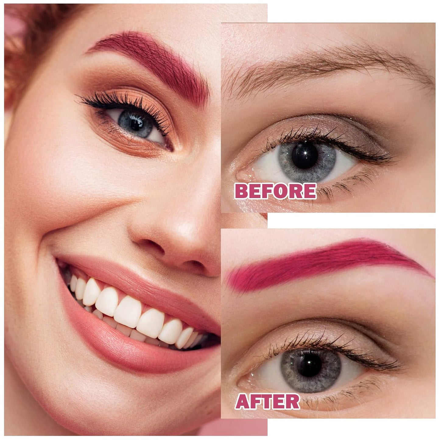 Eyebrow Pomade Cream,Brow Pomade Gel Naturally Long Lasting Waterproof,Delicate and Smooth Eye Brow Makeup Cosmetics with Eyebrow Brush - Magenta