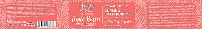 Hawaiian Silky Mango Murumuru & Shea Butter Curling Creme, 12 fl oz for Frizz-Free Curls with Hydration & Define