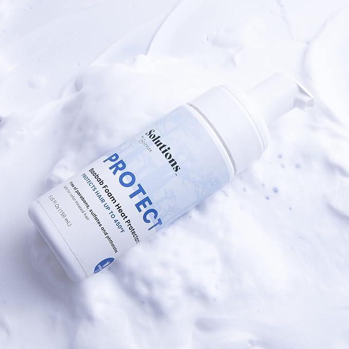InStyler Solutions Protect Foam Heat Protectant - Baobab Shields Hair From Damage Up To 450º F - Helps Soften & Detangle Damaged Hair - Color-Safe & Vegan (5 fl oz / 150 ml)