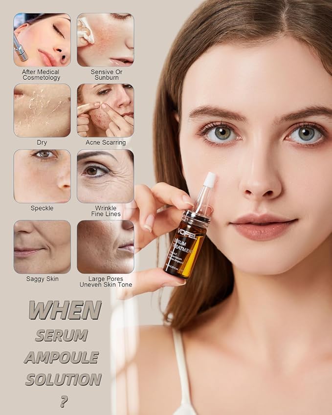 Anti Aging Serum with Hyaluronic Acid Vitamin C Serum Facial Serum Ampoules 0.35 oz 4 Kits 16 Vials (4 kits gift box)