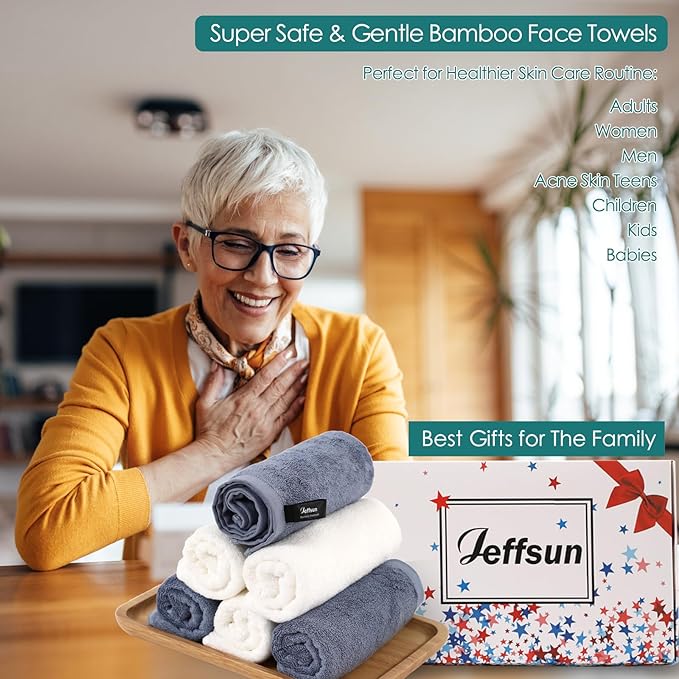 Wash Cloths 6 Pack, Super Soft and Gentle Face Towel on Sensitive Skin, Reusable Makeup Remover Eraser, 13x13 inch Large Washcloths for Face and Body, Easy to Clean Slate Blue Facial Cleaning Cloths