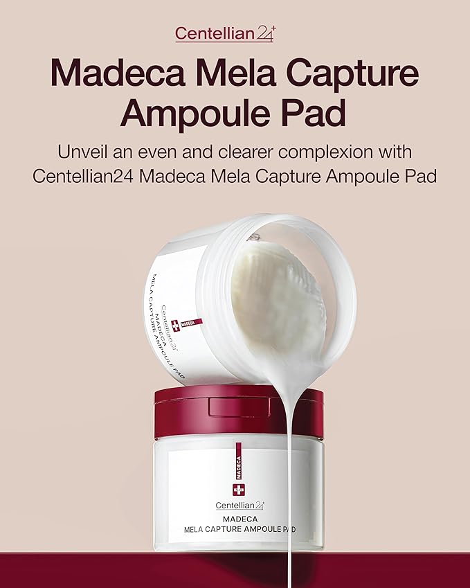 CENTELLIAN 24 Madeca Mela Capture Brightening Bundle – Ampoule Capsule Cream (55ml) + Ampoule Max Serum (0.5 fl oz) + Ampoule Pads (60 pcs) – Korean Skincare Set for Tone Correction, Hydration