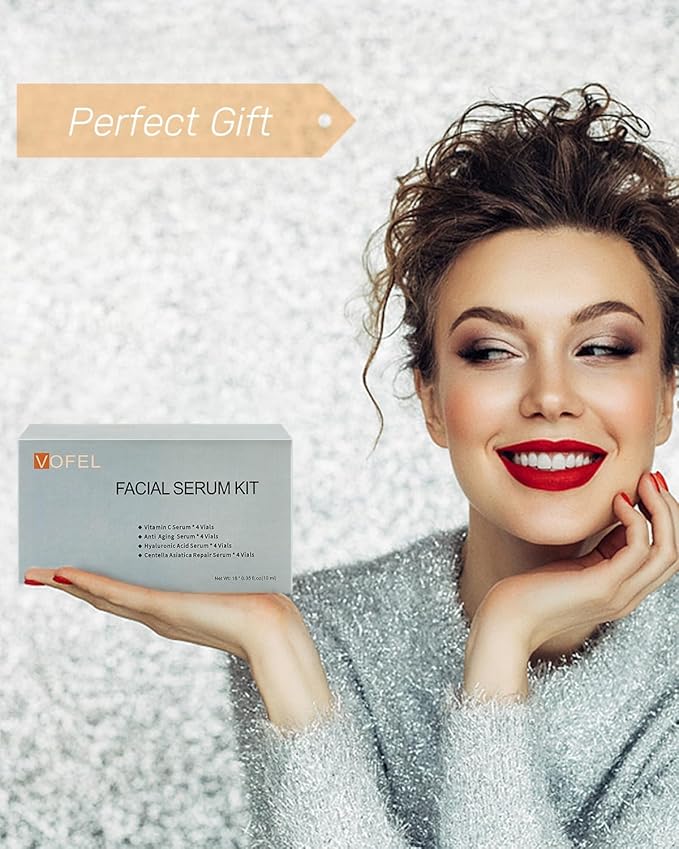 Anti Aging Serum with Hyaluronic Acid Vitamin C Serum Facial Serum Ampoules 0.35 oz 4 Kits 16 Vials (4 kits gift box)