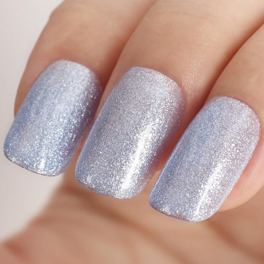 Grey Blue Metallic Glitter Gel Polish, 15ml UV/LED Soak Off Gel Nail Polish for Manicure Salon or DIY Nail Art at Home,Women Girls Gifts - GP0096