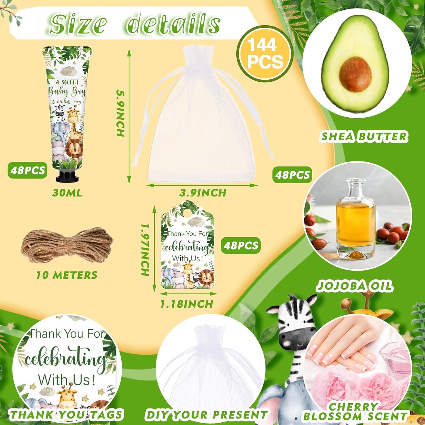 48 Sets Baby Shower Hand Cream Party Favors for Guests Gift Bulk Travel Size Hand Lotion Set for Baby Shower Wedding Christmas(Animals) - Glowelle