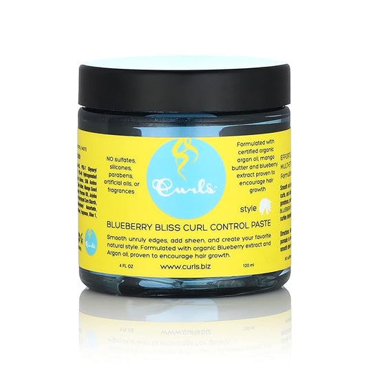 Curls Blueberry Bliss Control Paste - 4 fl oz, For Wavy, Curly, and Coily Hair Types, Smoothes Out and Slicks Down Edges, Tames Frizz & Adds Sheen