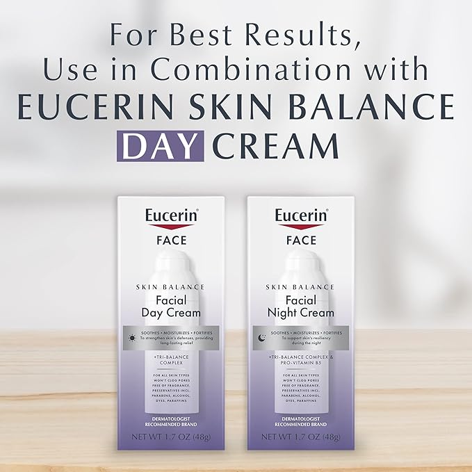Eucerin Skin Balance Night Cream, Sensitive Skin Face Moisturizer Enriched with Tri-Balance Complex, 1.7 Oz Bottle
