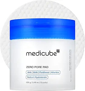 medicube Toner Pads Zero Pore Pad 2.0 | Dual-Textured Facial Pad for Exfoliation and Pore Care with 4.5% AHA Lactic Acid, 0.45% BHA Salicylic Acid | Ideal for All, Korean Skin Care, 70 Pads (1 Pack)
